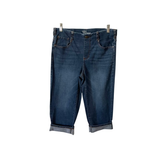 Time and‎ Tru Womens Capris Blue Denim Jeans Size M 8 10 Cuffed Cropped Casual - Picture 2 of 7
